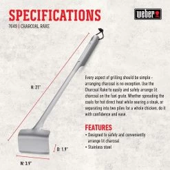 Weber 7649 Stainless Steel Silver Charcoal Rake 7 Weber 7649 Stainless Steel Silver Charcoal Rake -Weber Store 8526717 A V2.eps High 72527.1648675727