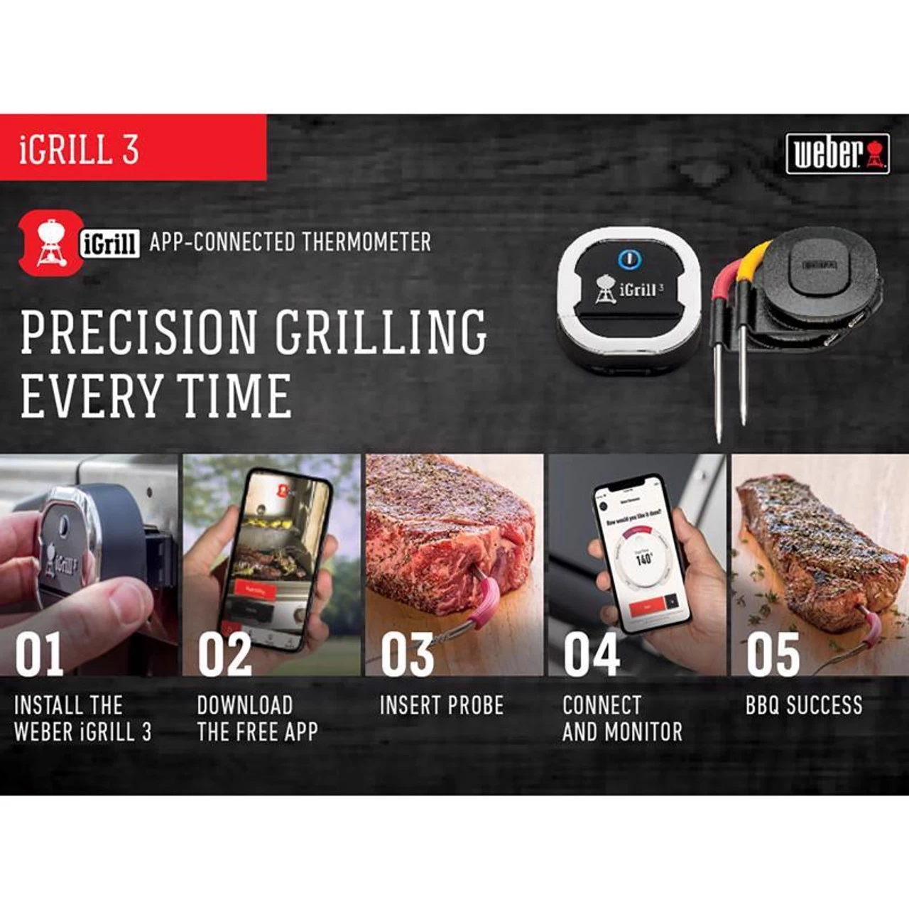 Weber 7204 IGrill 3 Digital Bluetooth Enabled Grill/Meat Thermometer 3 Weber 7204 IGrill 3 Digital Bluetooth Enabled Grill/Meat Thermometer - Image 2
