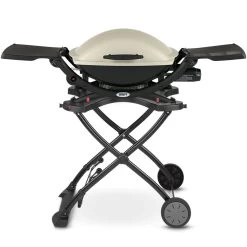 Weber Q2200 Portable Propane Gas Grill With Side Tables On Scissor Cart (WEB-54060001-WEB-6557)