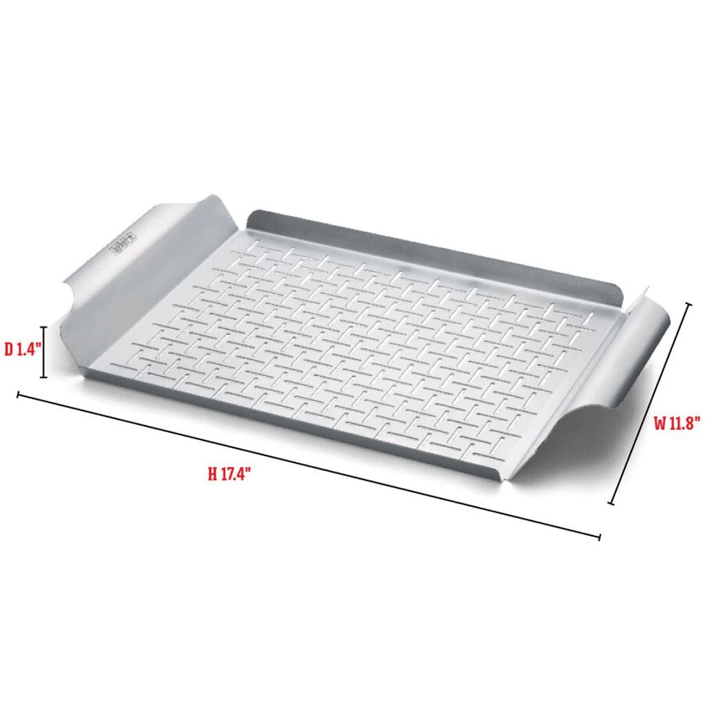 Weber Stainless Steel Deluxe Grilling Pan, 17.4x11.8-Inch (WEB-6435) 4 Weber Stainless Steel Deluxe Grilling Pan, 17.4x11.8-Inch (WEB-6435) - Image 2