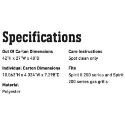 Weber Premium Grill Cover For Spirit And Spirit II 200 Series Grills (WEB-7138) -Weber Store web 7138 spec a 05 22