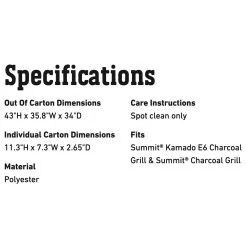 Weber Premium Grill Cover For Summit Kamado E6 Grill (WEB-7173) 5 Weber Premium Grill Cover For Summit Kamado E6 Grill (WEB-7173) -Weber Store web 7173 spec a 05 22