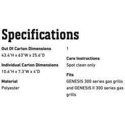 Weber Premium Grill Cover For Genesis 300 Series Grills (WEB-7757) -Weber Store web 7757 spec a 05 22